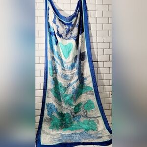 Gerard Pasquier Ladies Large Rectangular Shape Scarf Shawl Wrap Color(S) Blue Wh